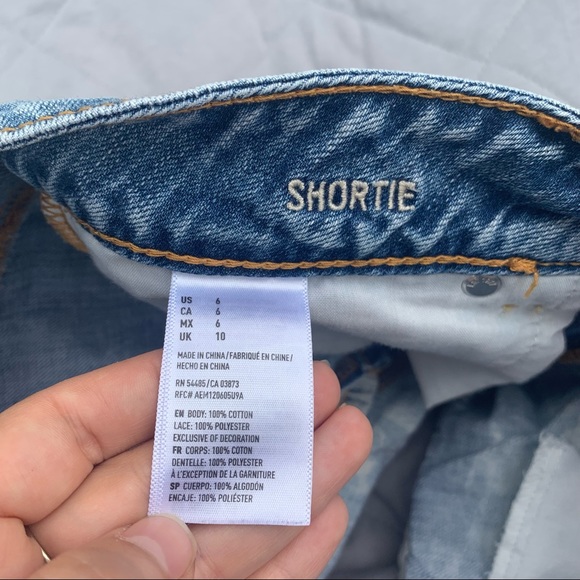 American Eagle denim shorts with white lace detailing - Picture 9 of 11